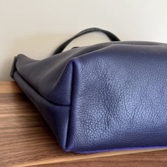 GoForthGoods GFG Small Avery Violet w/ black handles leather tote crossbody EUC - Picture 5 of 13